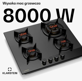 Klarstein Goldflame Nano płyta gazowa, 4 mosiężne palniki, 8 kW, LPG/gaz ziemny