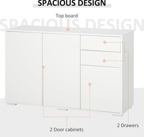 HOMCOM Szafka boczna z szufladami i drzwiami, komoda na dokumenty, szafa wielofunkcyjna, kolor biały, 117 x 36 x 74 cm