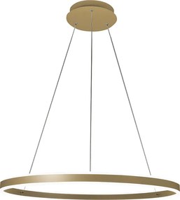 Lampa wisząca Palau LED 64W 3000K, ściemnialna, Ø80 cm, matowe złoto – żyrandol z metalu i metakrylanu