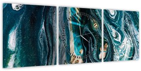Obraz abstrakcji (z zegarem) (90x30 cm)