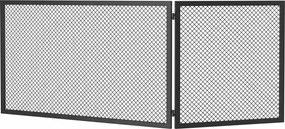 HOMCOM Osłona kominka, składana metalowa osłona przeciwiskrowa do salonu i sypialni, 141x50cm, czarna | Aosom PL