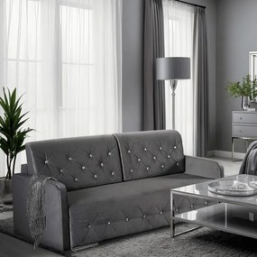 Sofa Rozkładana z Funkcją Spania VIVO Dwuosobowa Szara Glamour do Salonu