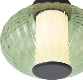 Designerska lampa sufitowa czarna 28 cm z zielonym szkłem, zintegrowany LED, 3-stopniowo ściemnialna - Margherite