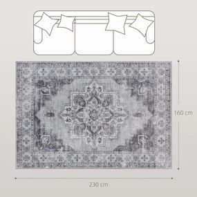 HOMCOM Dywan Pralny Antypoślizgowy Dywan do Salonu z Flanelowym Wykończeniem, 230 x 160 cm, Szary | Aosom PL