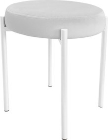 Taboret DIOR stelaż metalowy tkanina Welur : Kolor Stelaża - Biały, Kolor tkaniny - VELVET - MG39, Typ tkaniny - Velvet