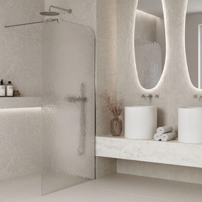 Ścianka prysznicowa WALK IN FIX artystyczna transparentna 8 mm ARTE Frozen Round Clear MASSI | Różne rozmiary : Kolor profili kabiny - czarny, Szerokość ścianki - 80 cm, Typ montażu - WALK in FIX (Do ściany)