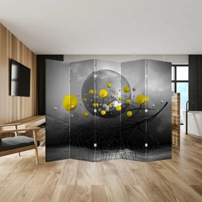 Parawan - Żółta abstrakcyjna kula (210x170 cm)
