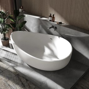 Wanna wolnostojąca WAVE STONE z odlewu mineralnegoBiała - 180 x 110 x 62 cm
