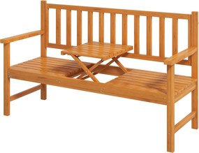 Outsunny Ławka Ogrodowa Drewniana z Wysuwanym Stołem Jasnobrązowy 153x56x91cm | Aosom PL