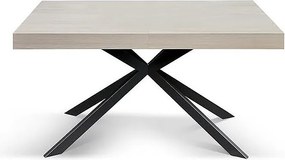 Stół drewniany, wykończenie perłowy wiąz, antracytowa podstawa X, rozkładany 160x90 - CAMAIORE