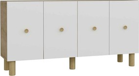 Komoda – 150 cm x 75 cm x 35 cm – Dąb szafirowy i biel – Płyta wiórowa