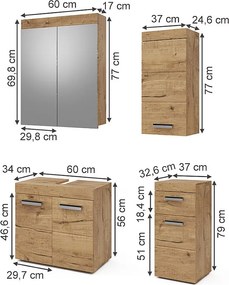 Zestaw mebli łazienkowych oak wotan 60x34x56 luna