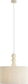 Lampa wisząca Japandi beżowa z lnianym abażurem 50 cm - Fedde