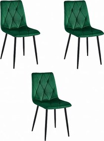 Krzesło Valora TYRA ciemnozielony aksamit / czarne nogi x 3