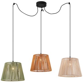 Zewnetrzna Zewnętrzna lampa wisząca czarna z wielokolorowymi sznurkowymi kloszami 3-źródła światła IP44 - Cava JaylaJapandi Oswietlenie zewnetrzne