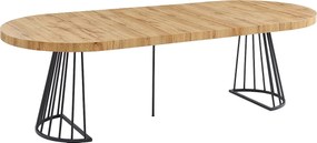 Rozkładany stół jadalniany  2-12-osobowy z MDF i stali – kolor naturalny i czarny – FIRELA