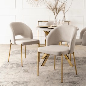 Krzesło Tapicerowane BROS Kremowe Glamour