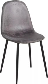 Zestaw 4 Krzese Black Teok Ekoskóra