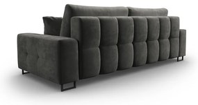 Szara aksamitna rozkładana sofa ze schowkiem 250 cm Wicklow – Cosmopolitan Design