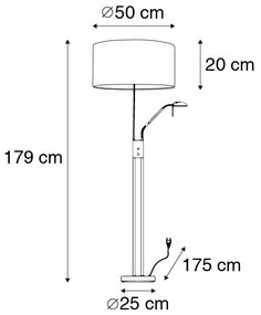 Lampa podłogowa ze stali i biała z regulowanym ramieniem do czytania - Luxor Nowoczesny Oswietlenie wewnetrzne