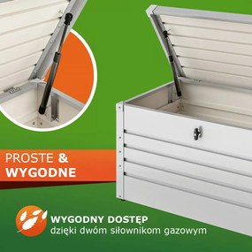 Metalowa skrzynia ogrodowa METALBOX, 385L, 120×62×63cm, szara Gardebruk