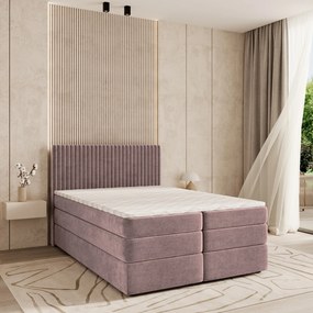 Masseno Łóżko kontynentalne FELBIO z pojemnikiem na pościel 140x200 cm - Pudrowy róż, KRONOS 27