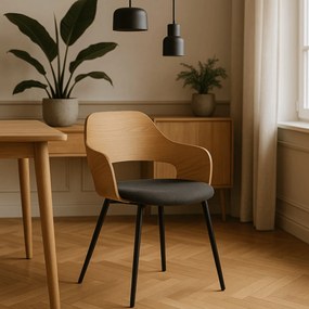 Krzesło Tapicerowane z Drewna Giętego ORBI Dąb Złoty/Czarne Nowoczesne Loft