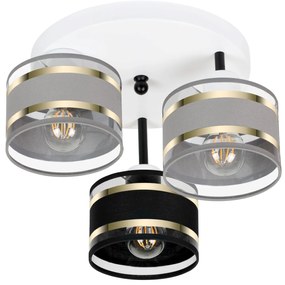 Lampa sufitowa biała trzypunktowa z szaro-czarnymi abażurami T-3030WE-