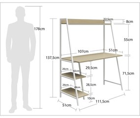 Ścienne biurko z blatem w dekorze dębu 51x111 cm Bushwick – Novogratz