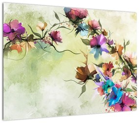 Obraz - malowidło pnącej się kwiaty (70x50 cm)