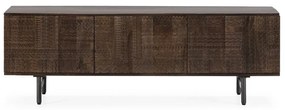 Ciemnobrązowa szafka pod TV z litego drewna mango 145x48x40 cm Kalai – MOME