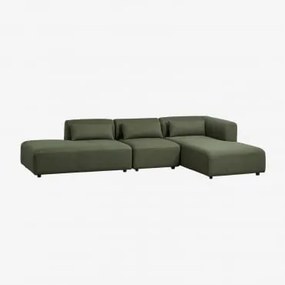 Sofa Modułowy Z Prawym Szezlongiem, 3-częściowy Z Otomanką Fogler Tkanina Baranek Boucle Szałwiowa Zieleń - Sklum