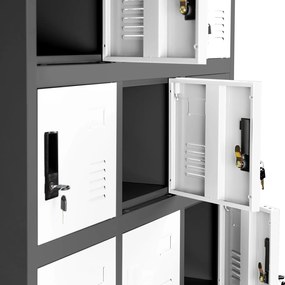Szafa skrytkowa zamykana na klucz Karol 90x40x185 cm antracyt/biały