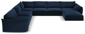 Ciemnoniebieski aksamitny narożnik (lewostronny/w kształcie litery U) Vanda – Mazzini Sofas