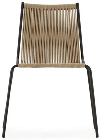 Beżowe metalowe krzesła zestaw sztaplowane 2 szt. Emily – Marckeric