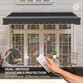 Outsunny Markiza z Korbą Ręczną i Elektryczna Regulacja Wysokości Markiza Ramieniowa 300 cm Szerokości Ciemnoszary