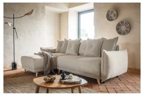 Beżowy sztruksowy rozkładany narożnik (strona zmienna) Lazy Lukka – Miuform