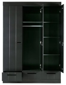 Czarna szafa z konstrukcją z drewna sosnowego WOOOD Connect, szer. 140 cm