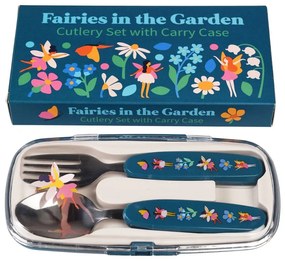 Niebieskie sztućce dla dzieci ze stali nierdzewnej 2 szt. Fairies in the Garden – Rex London