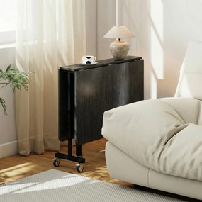 HOMCOM Składany Stół Jadalniany dla 4-6 Osób z 6 Kółkami Mobilny Stół do Małych Przestrzeni 120x80x73 cm Czarny | Aosom PL