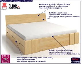 Drewniane łóżko z szufladami Narcyx 6X - 5 rozmiarów
