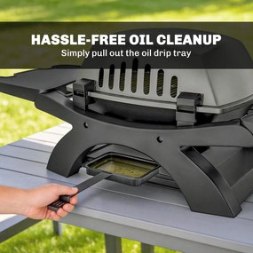 Outsunny Grill gazowy 3,3 kW Stołowy grill z 1 palnikiem składane boczne stoliki ruszty żeliwne wyjmowana taca na tłuszcz | Aosom PL