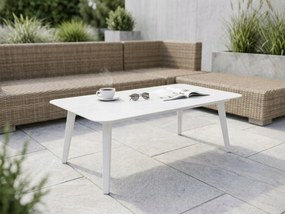 Stolik ogrodowy aluminiowy biały 120x60x43 cm lekki wytrzymały tarasowy