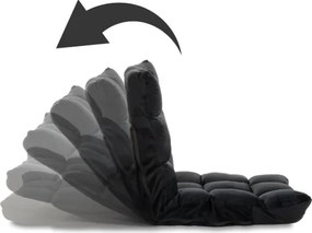 Czarny fotel podłogowy Relax Lounger, welur, 5 pozycji