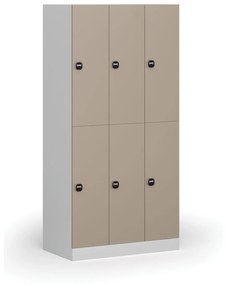 Szafka skrytkowa, 6 schowków, 1850 x 900 x 500 mm, zamek RFID, drzwi beżowe