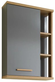 Szara wisząca szafka łazienkowa w dekorze dębu 50,5x74,5 cm Quickset 924 – Pelipal