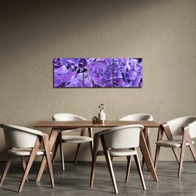 Obraz fioletowych kwiatów (z zegarem) (90x30 cm)