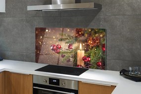 Panel szklany do Kuchni Świeca wśród Szyszek i Gałązek