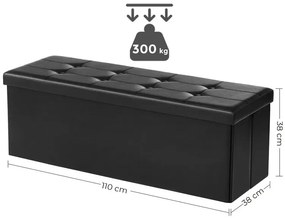 Czarna skórzana pufa z guzikami - Ebro 5X