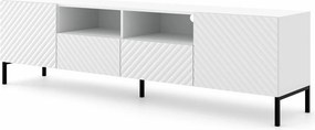 Długa szafka rtv 200 cm biały mat + czarne nóżki A8-R66